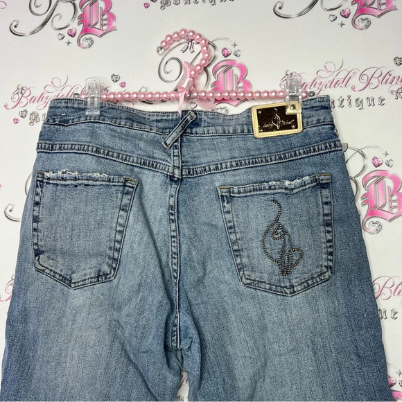 Baby phat capri pants denim jeans cat logo metal gold hardware  y2k 2000s - Picture 8 of 13